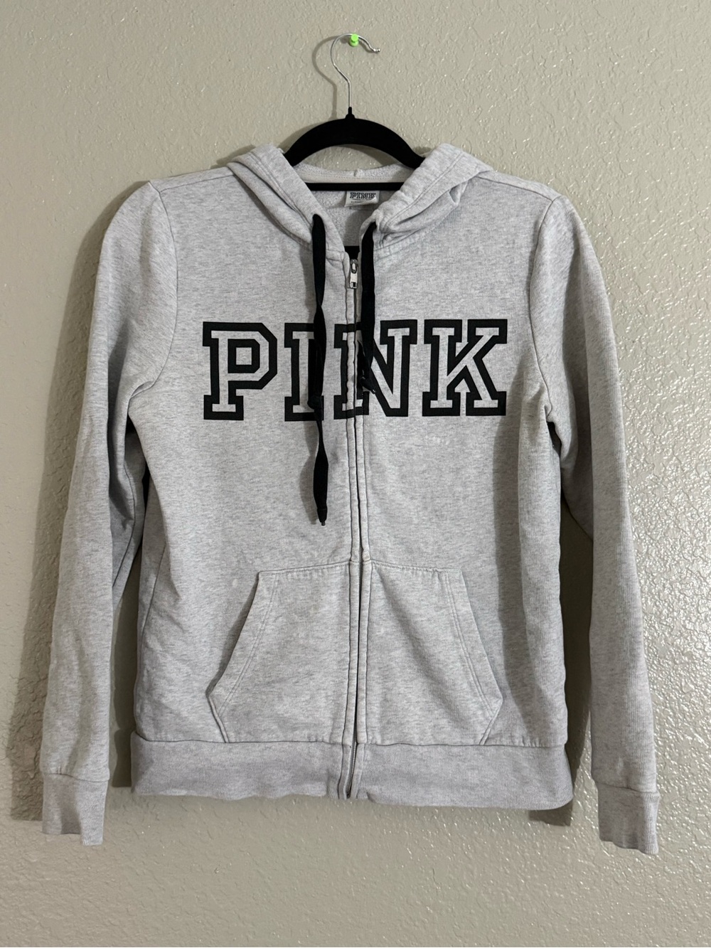 Victoria’s Secret PINK Gray Full Zip Logo Hoodie Size Small Athleisure